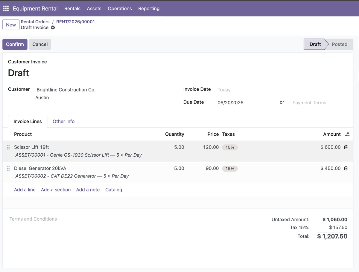 Generated invoice